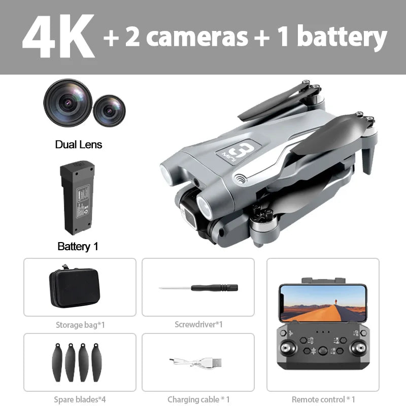 Lenovo Z908 8K Foldable RC Drone 3-Sided Obstacle Avoidance Optical Flow ESC Brushless Quadcopter For Adults