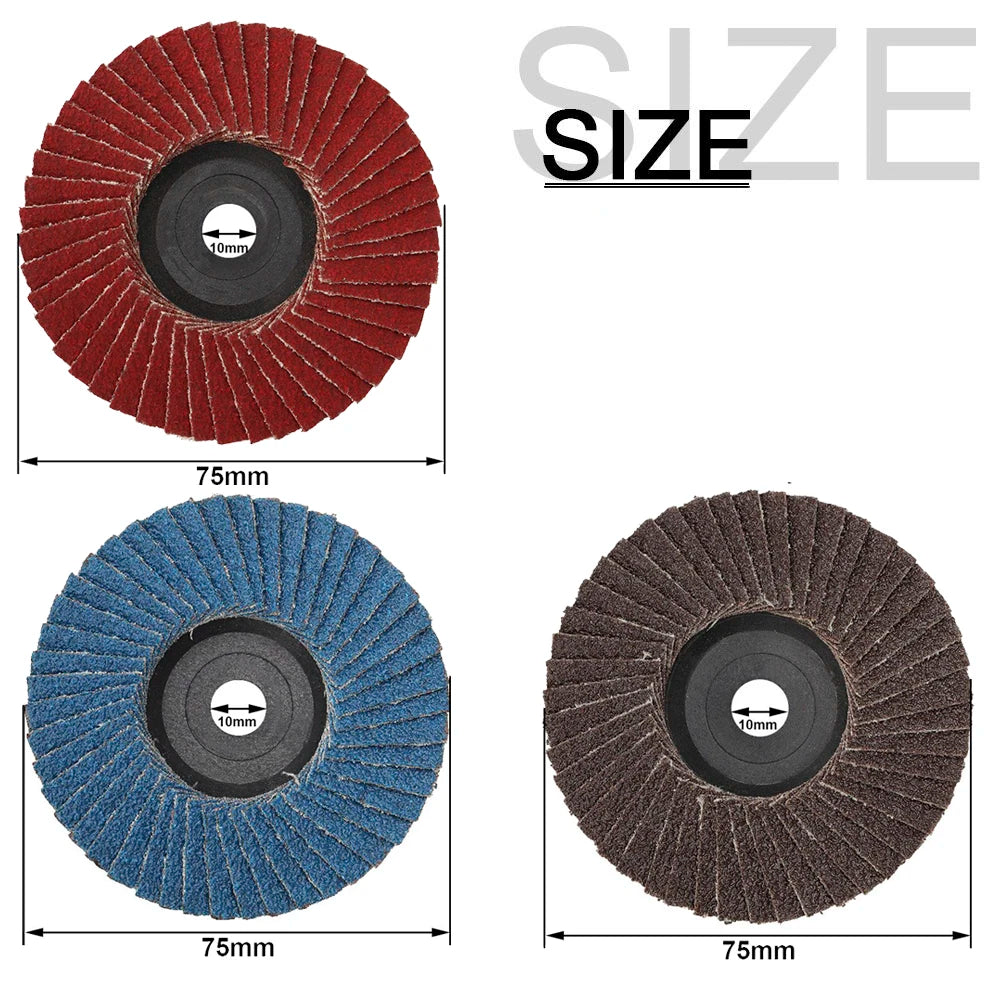 NuoDunco 3pcs 75mm Flat Flap Discs 3 " Grinding Wheels Mini Angle Grinder Accessories Sanding Discs For Metal Wood Polishing