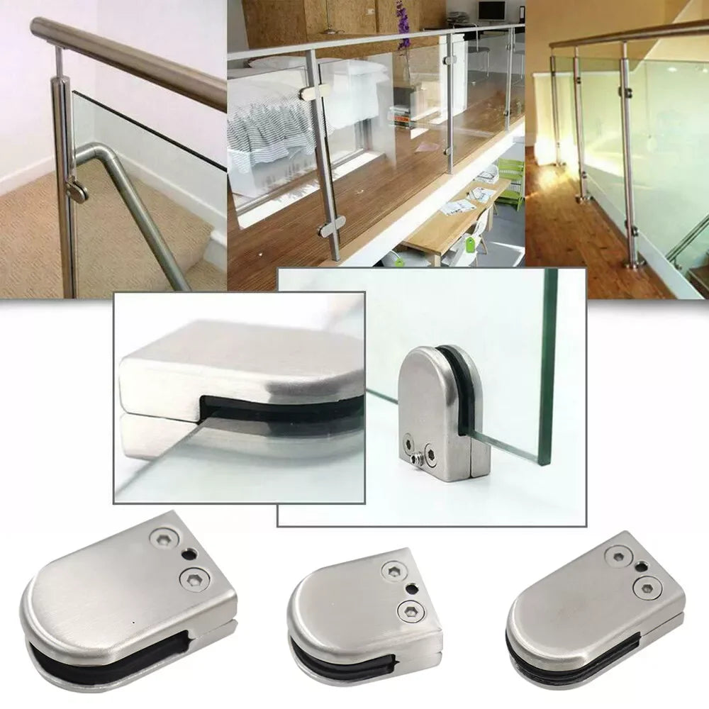 12pcs 6-12MM Glass Clamp Stainless Steel 304 Clip Flat Back Bracket For Balustrade