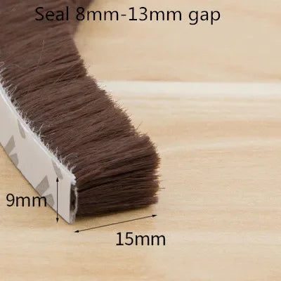 10/5Meters Brush Strip Self Adhesive Door Window Sealing Strip Home Door Window Sound Insulation Seal Film Door Weather Strip