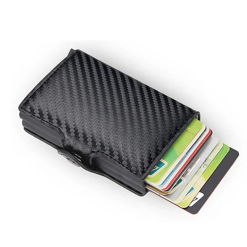 Antitheft Rfid Credit Card Holder Wallets Men Leather Aluminum Box Metal Male Purse Bag Small Cardholder Case Minimalist Wallet