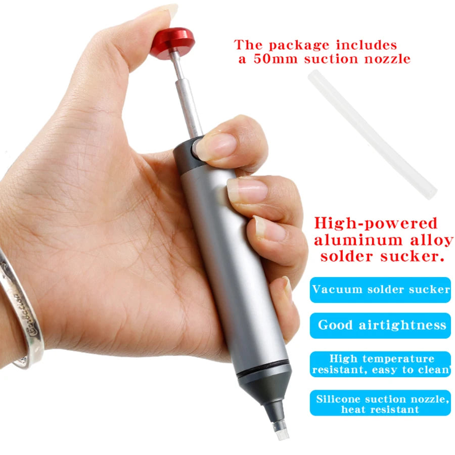 CJ-138 silicone nozzle aluminum alloy powerful desoldering pump, manual vacuum soldesolder suckerr sucker, soldering gun
