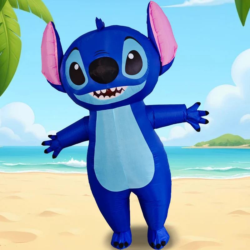 Hot Blue Stitch Inflatable Costume Anime Cartoon Minnie Mickey Outfit Adult Halloween Birthday Party Cosplay Show Inflated Suits