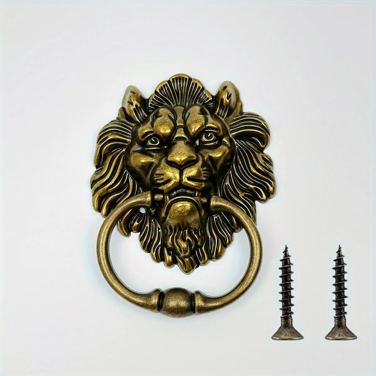 1 PCS 6.3 Inches Lion Head Door Knocker, Antique Bronze Lion Door Handle, Classical Lion Head Knocker Decorative Front Door Knoc