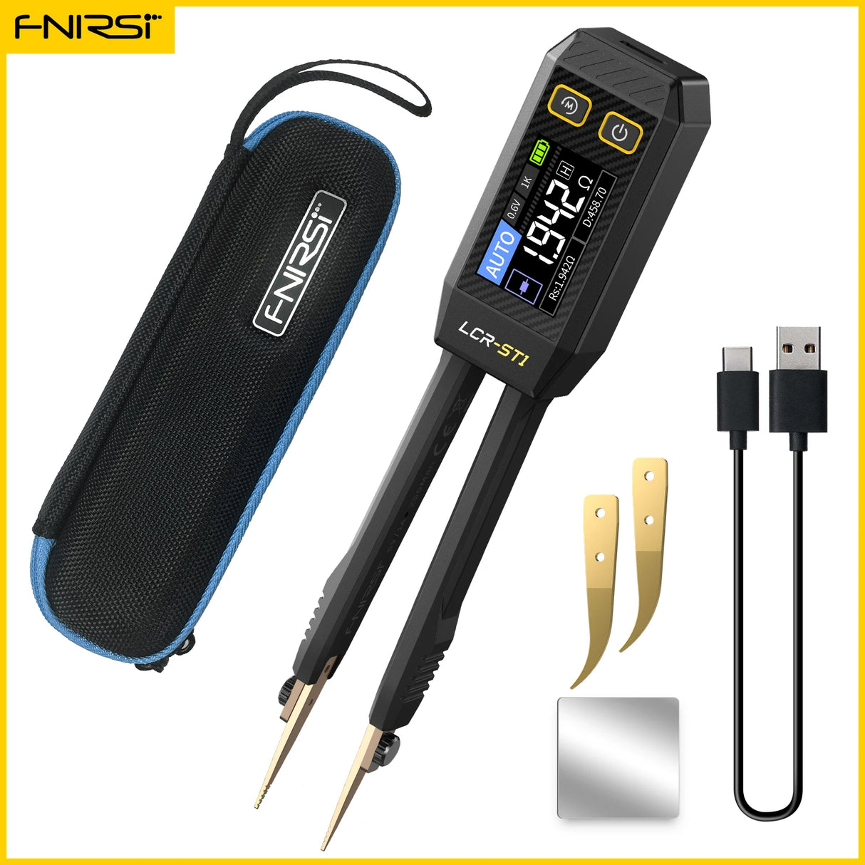 FNIRSI LCR-ST1 Mini Smart Tweezer LCR SMD ESR Tester Resistance Capacitance Inductance Continuity Diode Test Measurement Tools