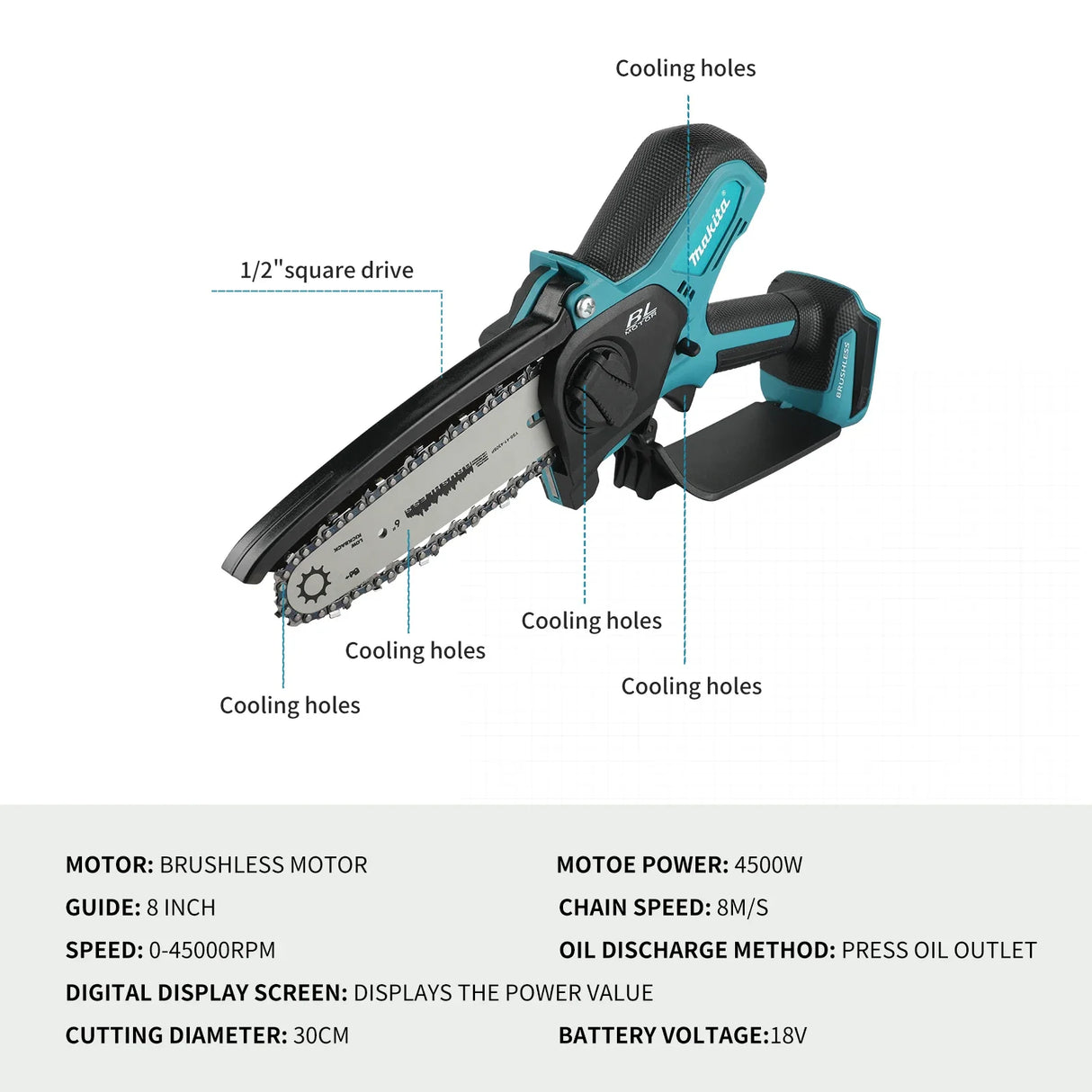 Makita 18V Cordless Chainsaw for Woodworking with Small Handheld Electric 6-inch Logging Sawzall Mini Portable Chainsaw