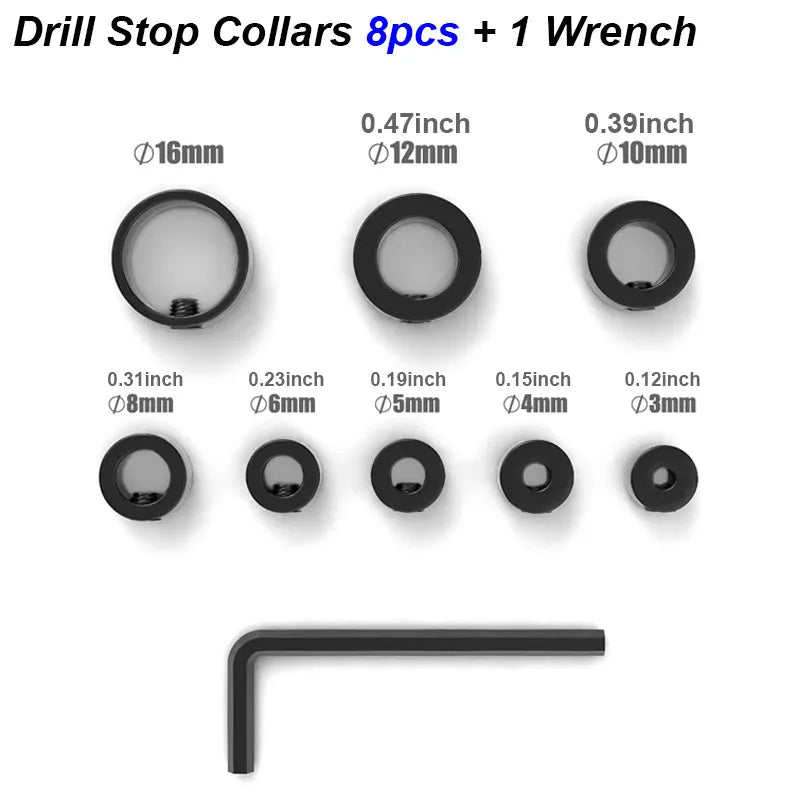 Drill Stoper Collar Set Stop Bit Ring Shaft Limit Metric Lock Steel Press Depth Ajustable Positioner Hole Guide Woodwork Tool