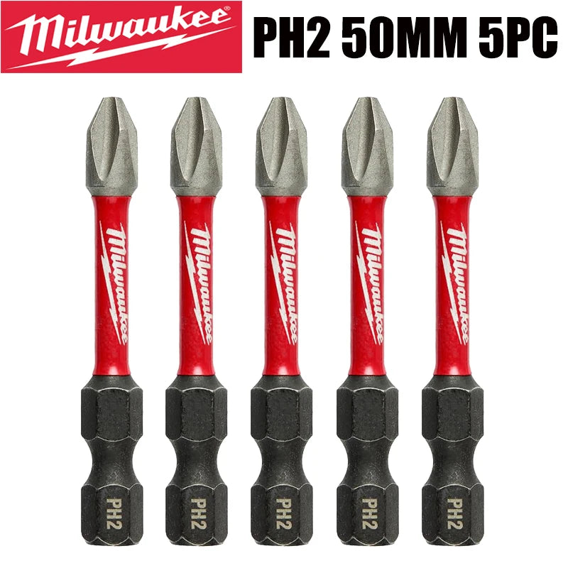 Milwaukee Shockwave PH2 Impact Drill Bits 25mm/50mm/89mm Head Screwdriver Power Tool Attachment Bit Series