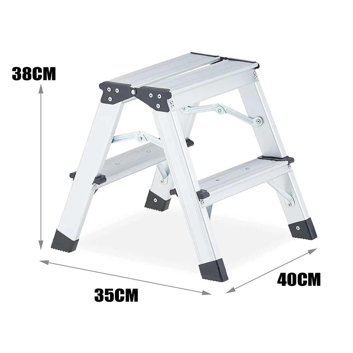 2/3 Step Folding Ladder Lightweight Aluminium Ladder Non-Slip Herringbone Ladder Wide Platform Steps for Working Household