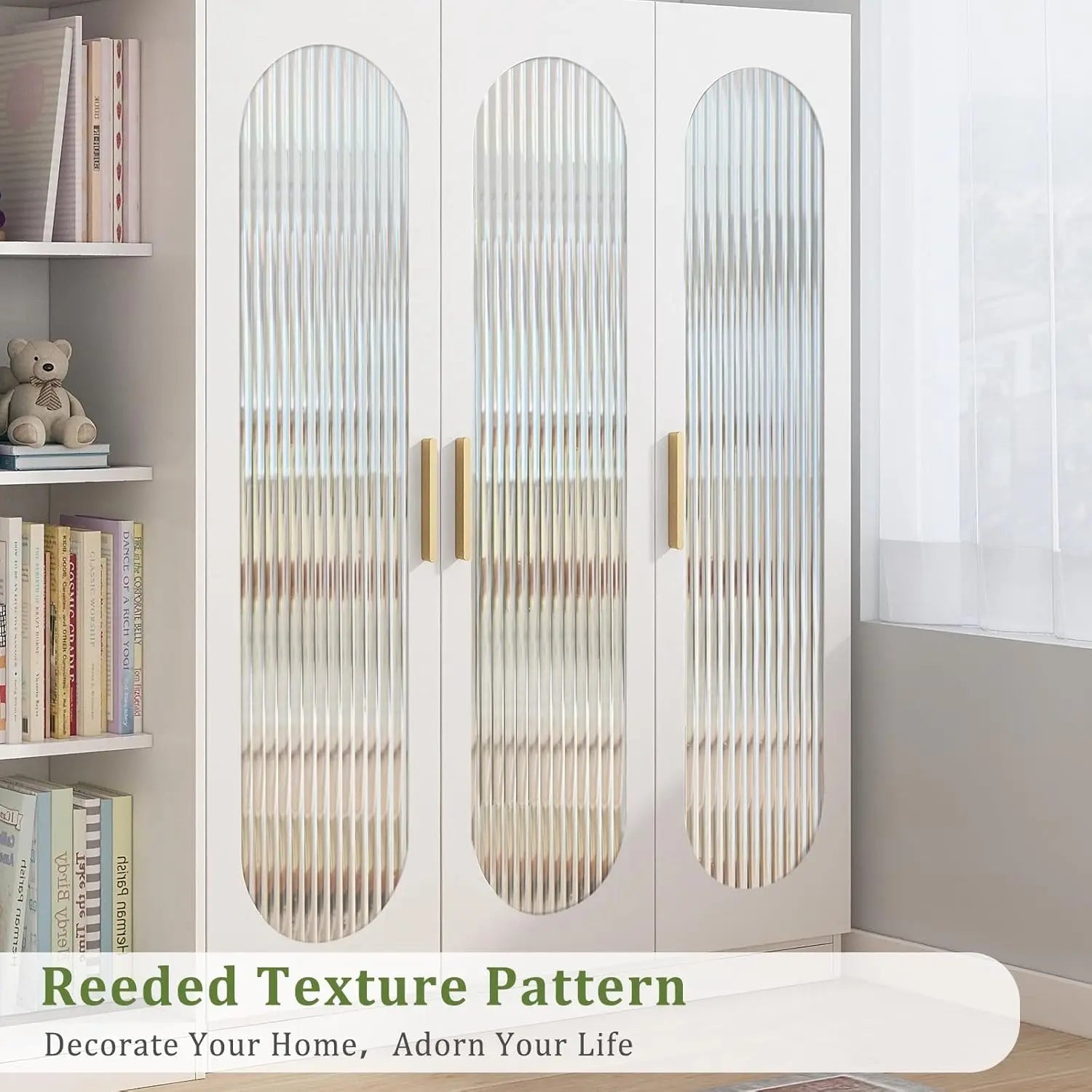 Reeded Glass  Window Privacy Film Frosted Window Vinyl 3D Decorative Window Decals Non Adhesive Bathroom Living Room