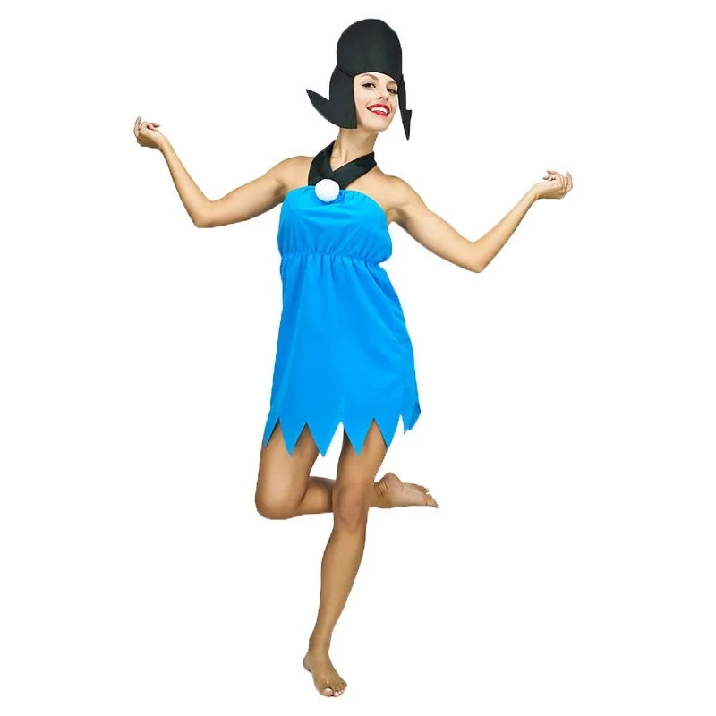 Womens Wilma Flintstone Costume Fred and Wilma Flintstone Costume Set Men's Caveman Adult Costume Halloween Includes Tunic