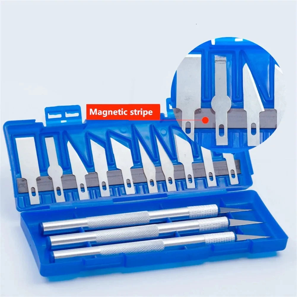 13Pcs Non-Slip Art Hobby Carving Knife/Blade Repair Set for Precision Craft Engraving on Sculpture, Woodwork and Window Film