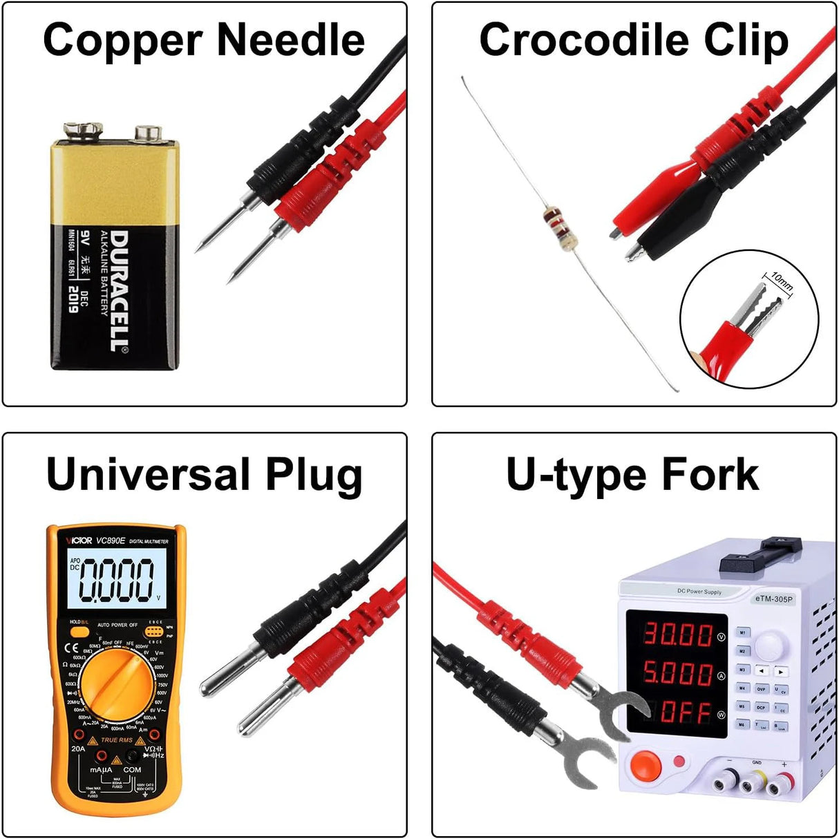 16PCS Multimeter Test Leads Kit Replacement Test Wire Set + Alligator Clips Banana Plugs Test Probes Banana Plugs for Multimeter