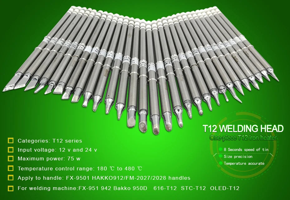 1pc T12 Soldering Iron tips Replacement Various models of Tip Electric Soldering Iron Tip T12- D4 D52 J02 JS02 BC3 CF4 KF KL
