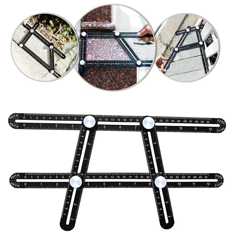 6 Fold Set Construction Angle Measuring Ruler Aluminum Alloy Perforated Mold Template Tool Locator Drill Guide Tile Hole