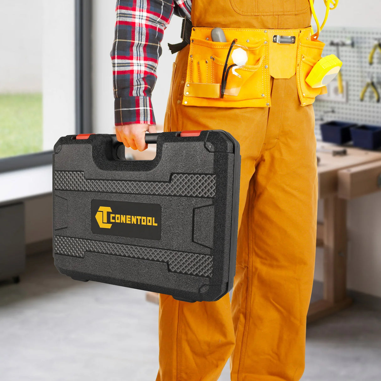 CONENTOOL 21V Brushless Heavy-Duty Impact Drill, 52N.m, 3/8" Keyless Metal Chuck, 28+3 Clutch, Cordless Drill with 2.0Ah Battery