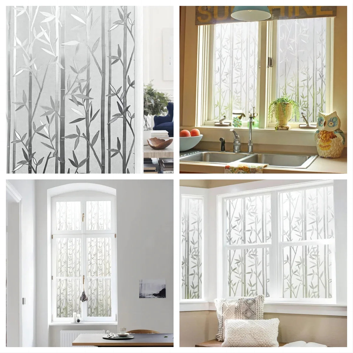 Window Privacy Film Frosted Glass Window Film Static Cling UV Blocking Removable Window Clings Opaque Window Stickers for Home