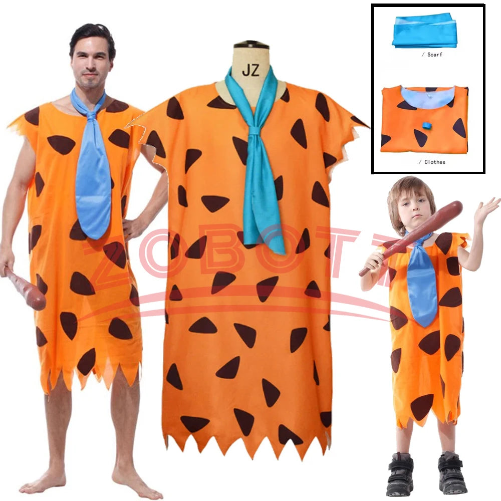 The Flinstones Fred Cosplay Costume American Animated Flintstones Anime Cosplay Costume Adult Boy Girl Dress Scarf Halloween