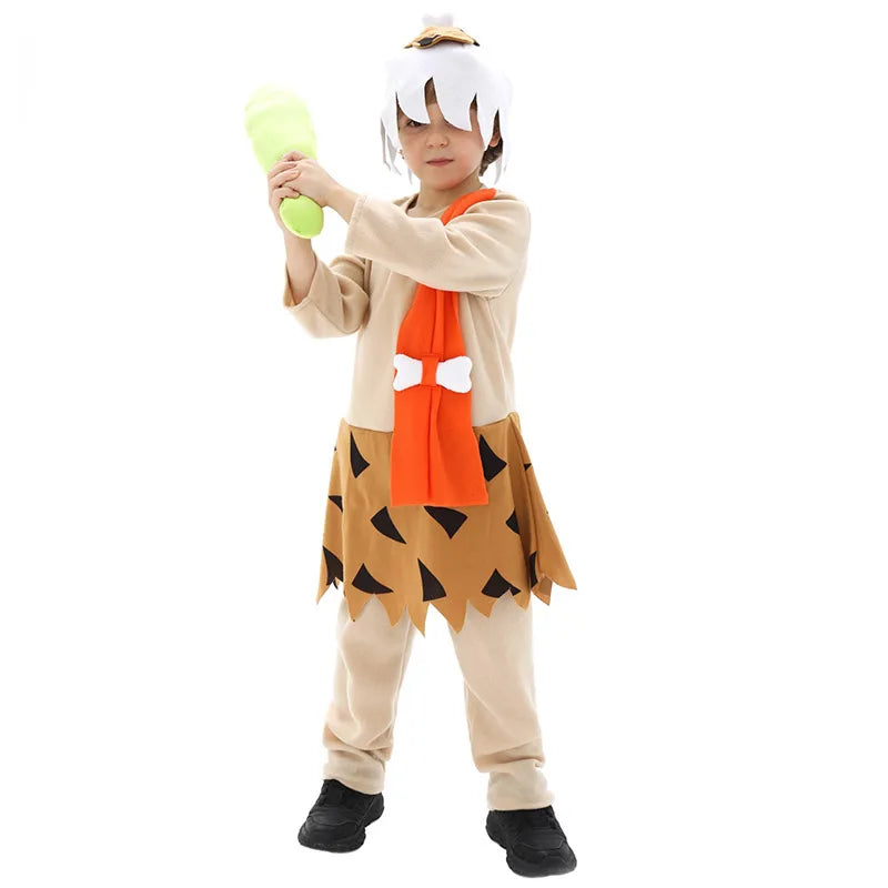 2025 New Arrival Unisex Boys Little Bam Bam Halloween Fancy Dress Up Kids Flint Stone Costume Pink Girls Pebble Costume