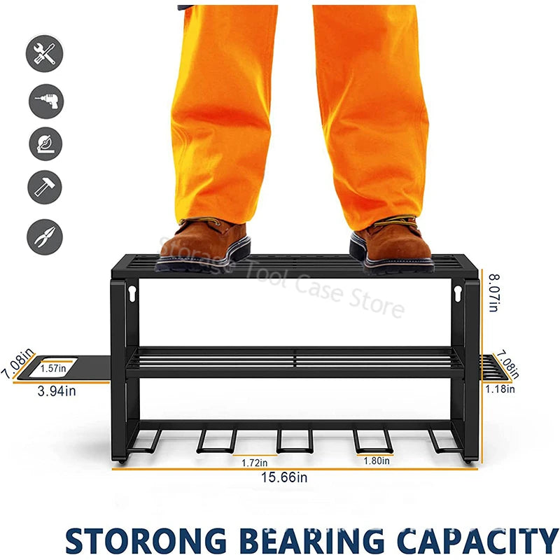 Power Tool Organizer Rack Wall Mount Tool Cabinet Electric Drill Holder Heavy Metal Tool Shelf Storage Rack for Workshop Garage