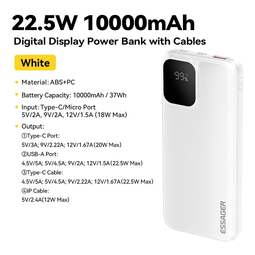 Essager 20000mAh portable power bank 5W fast charging