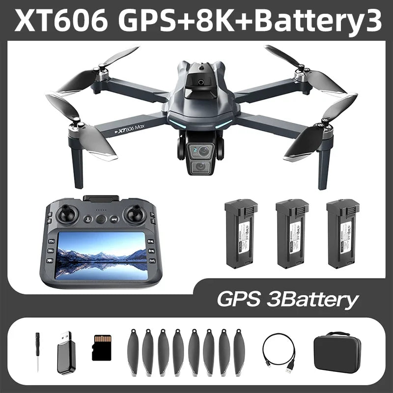 Lenovo XT606 MAX GPS Drone 8K Professional HD Dual Camera 5G WIFI FPV Brushless Motor 360°Obstacle Avoidance Foldable Quadcopter