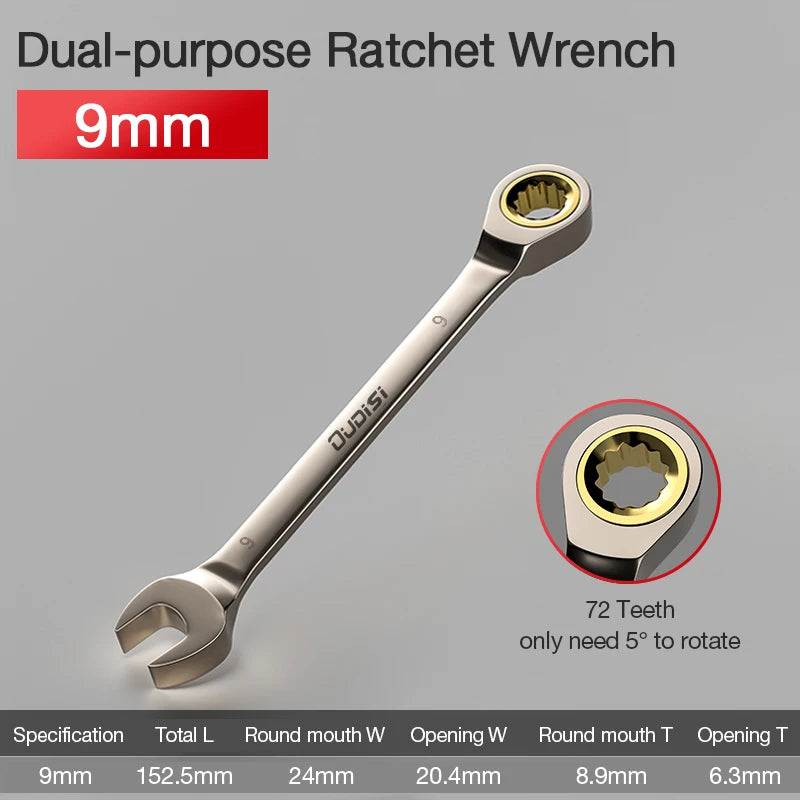 1Pc Key Wrench Flexible Golden Ratchet Wrenches Torque Universal Spanners for Car Repair Tools Metric Hand Tool