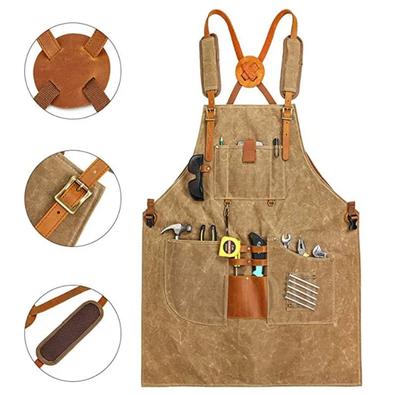 Apron Carpenter Electrician Barber Suspender Style With Pocket Apron