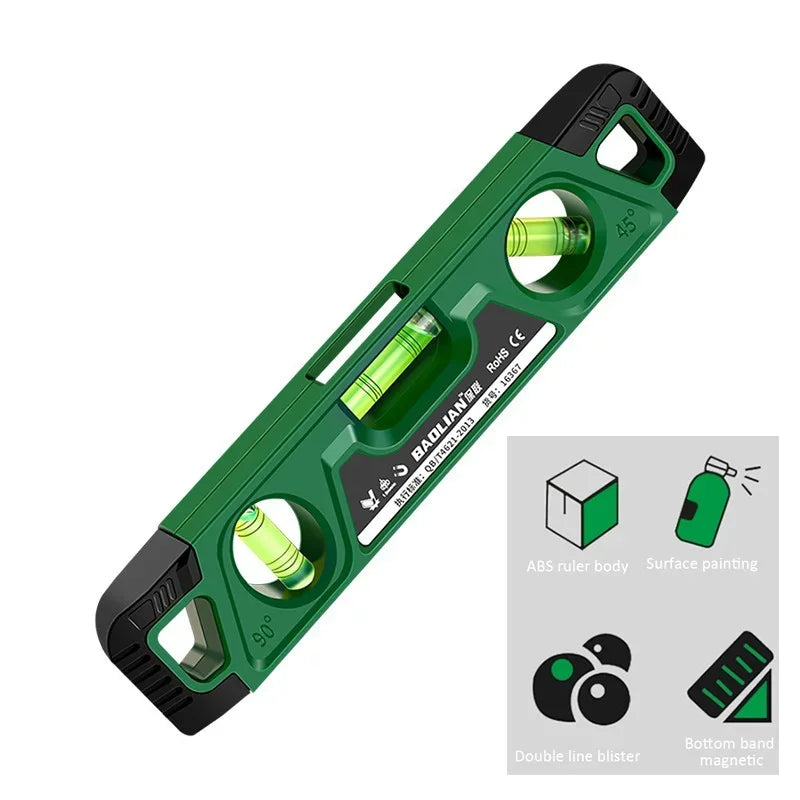 225MM Three Bubble Level Ruler High Precision Spirit Level Magnetic Lever Angle Gauge Finder Leveling Aligner Woodworking tool