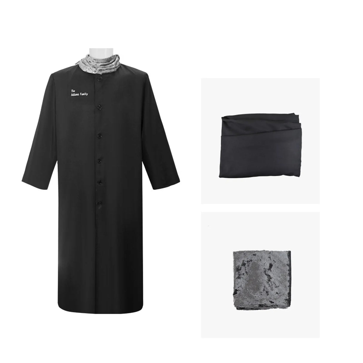 Men Cosplay Costume Movie Black Robe With Scarf Women Dress Horror Movie Down Shirt Gown Halloween Uniform