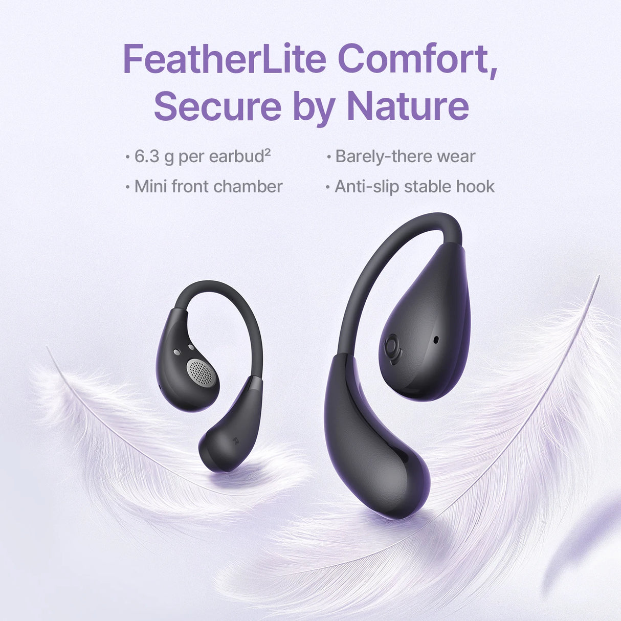 Baseus BF1 Lite Open-Ear Sport Wireless Earphones Bluetooth 5.4 EarHooks Big Bass Sport Earbuds 60Hrs Playtime