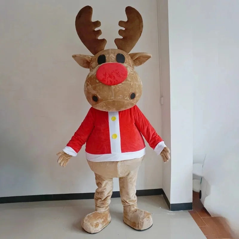 Christmas Reindeer Mascot Costumes Cartoon Elk Adult Cosplay Deer Clothes New Year Fancy Dress Carnival Event Advertising Props