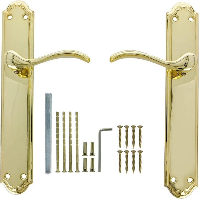 1 Pair European ALFA Zinc Alloied House Door Handle With Plate Gold Juego De Manillas Placa Doradas Para Puertas