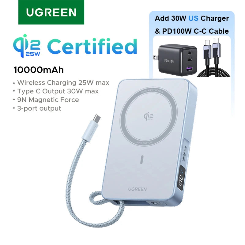 UGREEN 10000mAh portable power bank 25W fast charging
