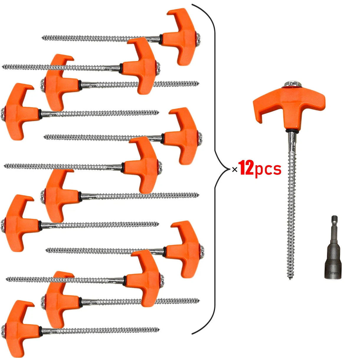 6/12/20/40Pcs Outdoor Camping Screw Pegs Tent Drill In Drill Top with Hex Socket Heavy Duty Ground Pegs Awning Pegs Tent Pegs