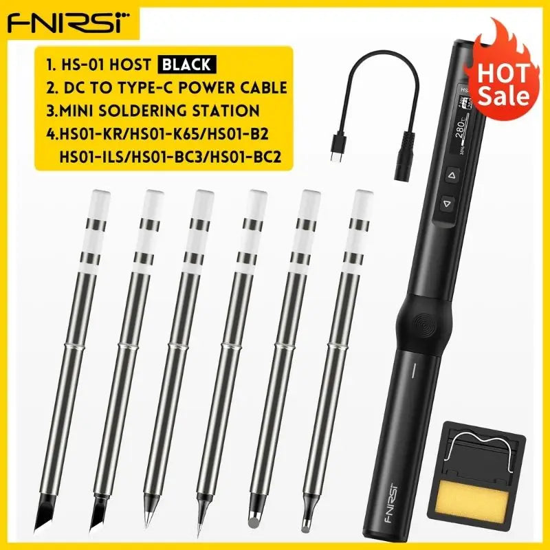 FNIRSI HS-01 Adjustable Temperature Soldering Iron DC 24V 80-420℃ Welding Solder Rework Station PD 65W Portable Repair Tool