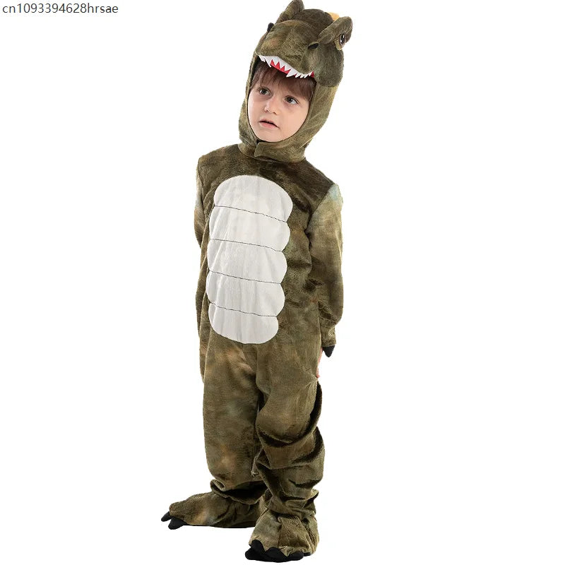 Children Dinosaur Cosplay Costume Toddler Tyrannosaurus Stage Show Role Play Hooded Romper Jumpsuit