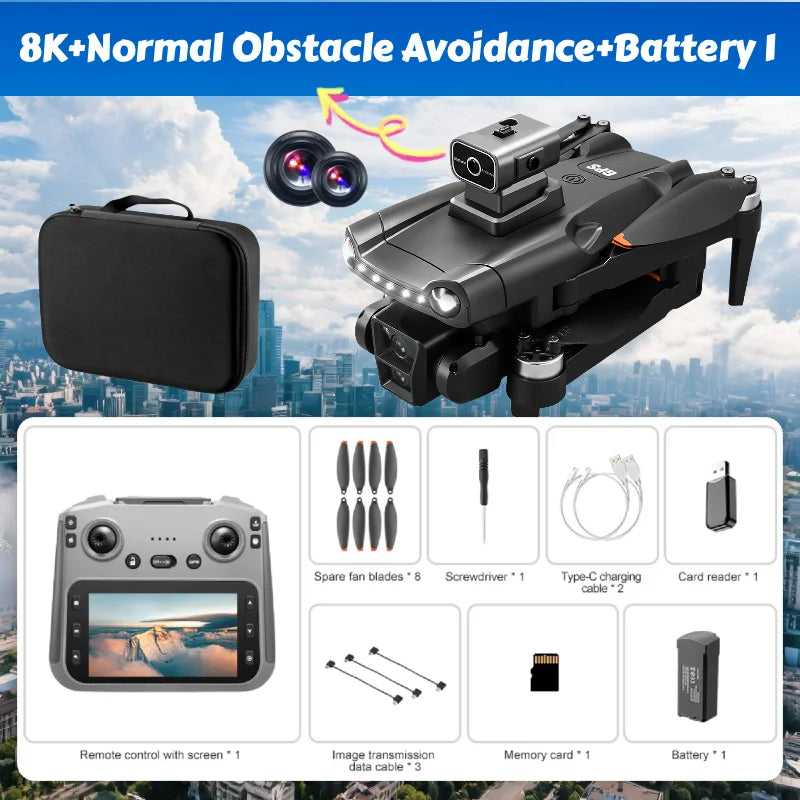 Lenovo V198MAX GPS Drone 8K Professional Camera Aerial FPV Brush Laser Obstacle with Large Screen Remote Control Drone