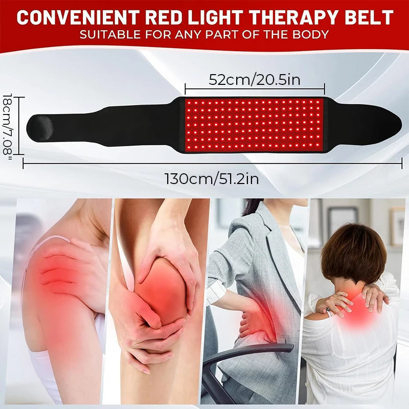850nm 660nm Red&Infrared LED Light Therapy Belt Pulsed Light Back Wrap Burn Fat Wrap Slimming Device Pain Relief Waist Heat Pad