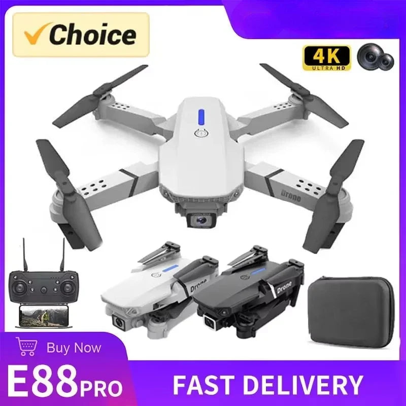 2025 New E88 Pro WIFI FPV Drone Wide Angle HD 4K/1080P Camera Height Hold Foldable Quadcopter RC Helicopter Toy Gift