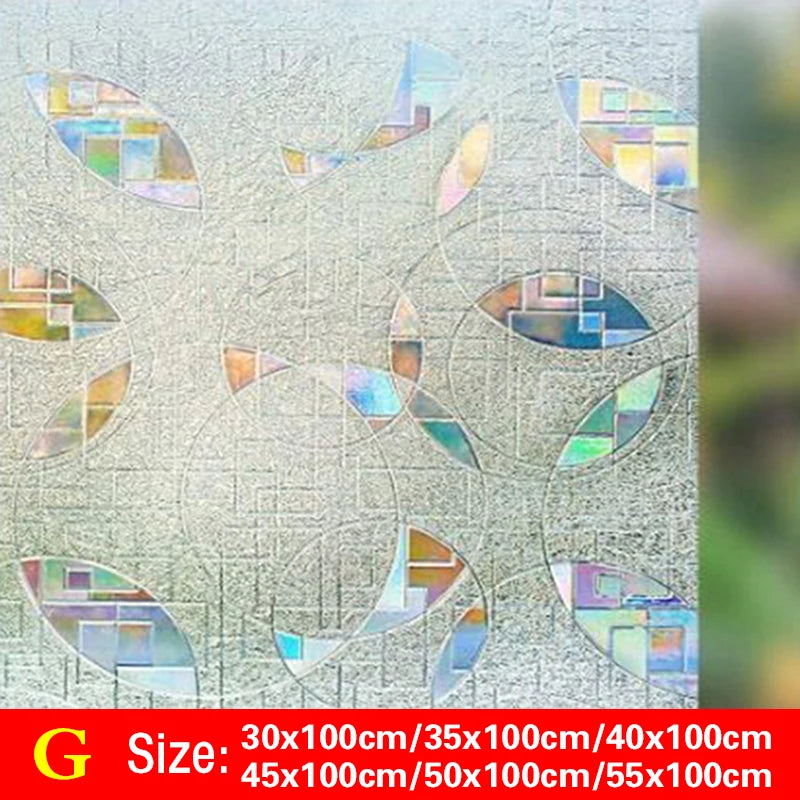 30-55*100cm PVC Self-adhesive No Glue Static Stick 3D Adsorption Window Film Anti-uv Stickers Privacy Blocking Waterproof