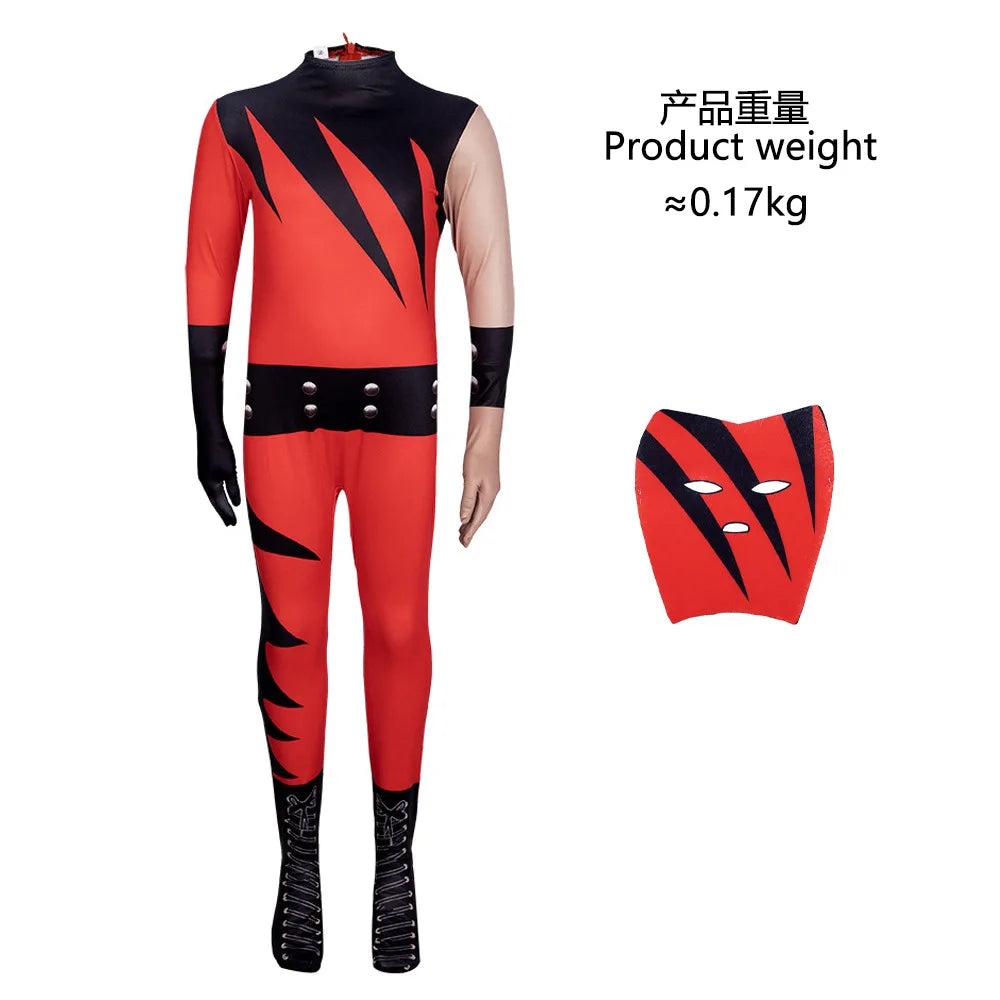 1997 Superstar Wrestler Costume Kids Kane Cosplay Halloween Suit Jumpsuit Bodysuit Mask Cosplay Costume Child Boys Girls