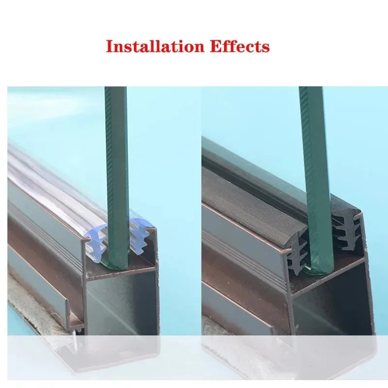 1/3/5M Door And Window Sealing Strip Aluminum Windproof Alloy Fixed Glass Gap Three T Type Fill The Card Slot Rubber Strips