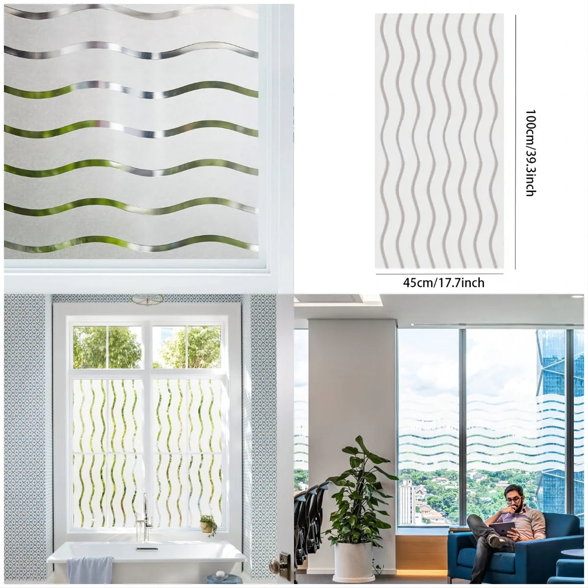 Window Privacy Film Frosted Glass Window Film Static Cling UV Blocking Removable Window Clings Opaque Window Stickers Vinyl