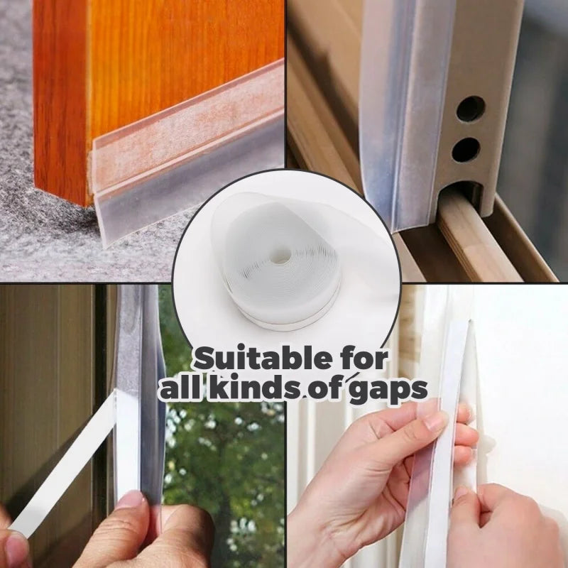5M Silicone Self-Adhesive Door Weather Stripping Window Seal Strip Sealing Sticker Tape Door Draft Stopper Dustproof Insectproof