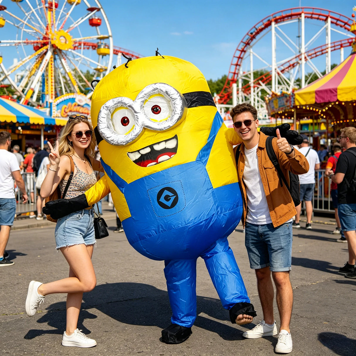 Cartoon Inflatable Overalls Robot Costume Mascot Parade Adult Character Cosplay Birthday Halloween Party Event Set
