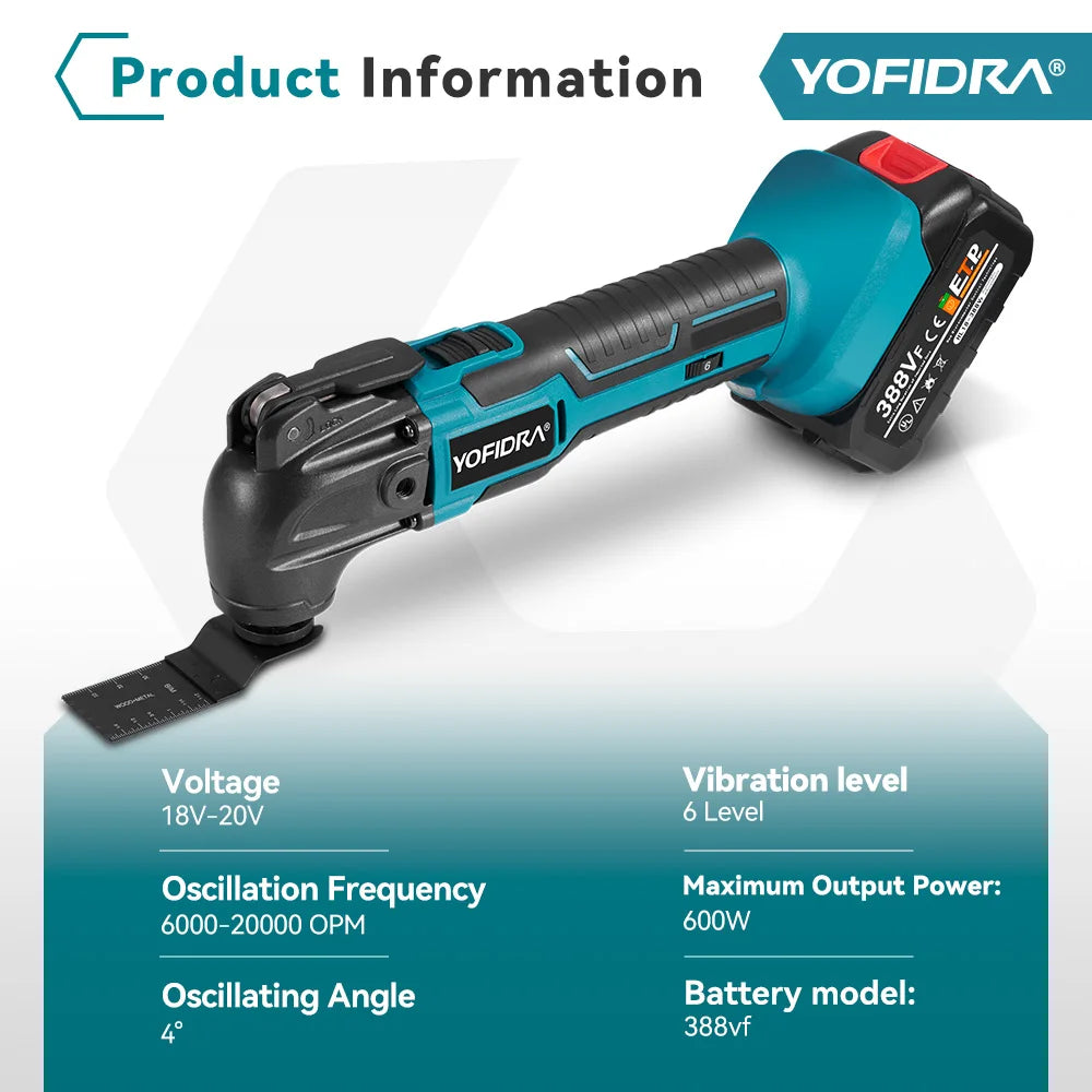 YOFIDRA Electric Saw Oscillating Multi Function Tool Cordless Trimmer Shovel Woodworking Cutting Machine For Makita Battery Pin