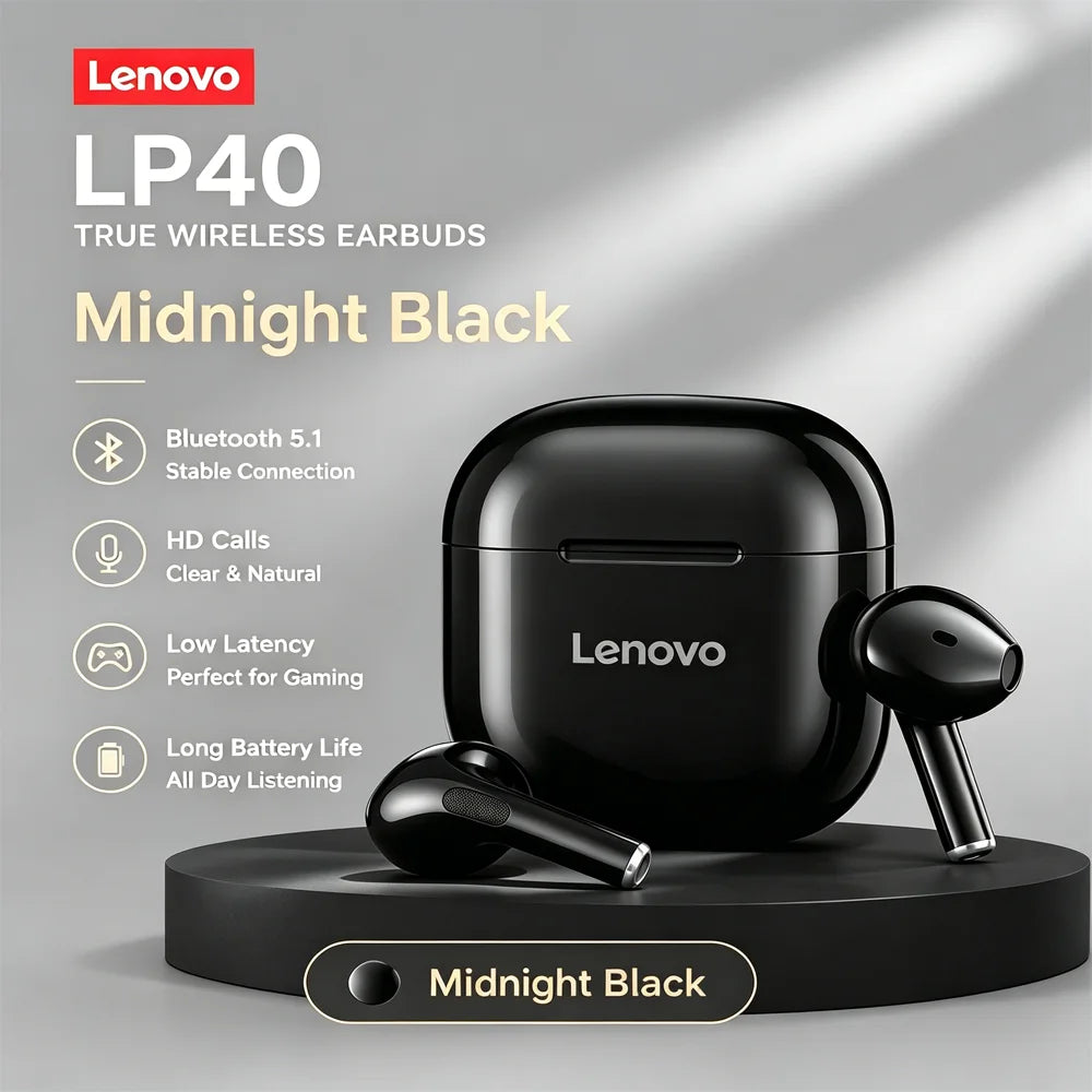 Original Lenovo LP40 TWS Bluetooth5.4 Earphones Wireless Headphones Touch Control Sport Headset Stereo Earbuds For Phone Android