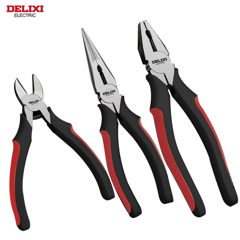 DELIXI ELECTRIC Wire Pliers,Sharp Large Opening Diagonal Pliers Needle Nose Pliers,for Cutting,Twisting and Clamping MetalWires