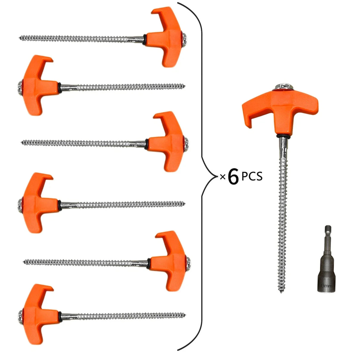 6/12/20/40Pcs Outdoor Camping Screw Pegs Tent Drill In Drill Top with Hex Socket Heavy Duty Ground Pegs Awning Pegs Tent Pegs